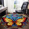 1PCButterfly StainedGlass Office Round Area Rug,  Mat Suitable For Office, Under Office Chairs Bedroom Living Room Home Decor, Room Deco