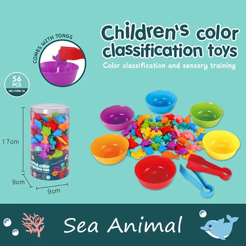 

Montessori Style Material Rainbow Counting Bear Math Playthings Animal Dinosaur Colour Sorting Matching Games Kids Learning Tactile Toy