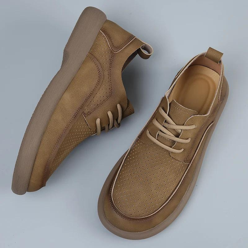 Mode Echtes Leder Schuhe Herren Schnürschuhe Oxfords 2024 Kuh Lässig Business Weich Schwarz Braun Hohe Qualität Frühling Herbst Herrenschuhe