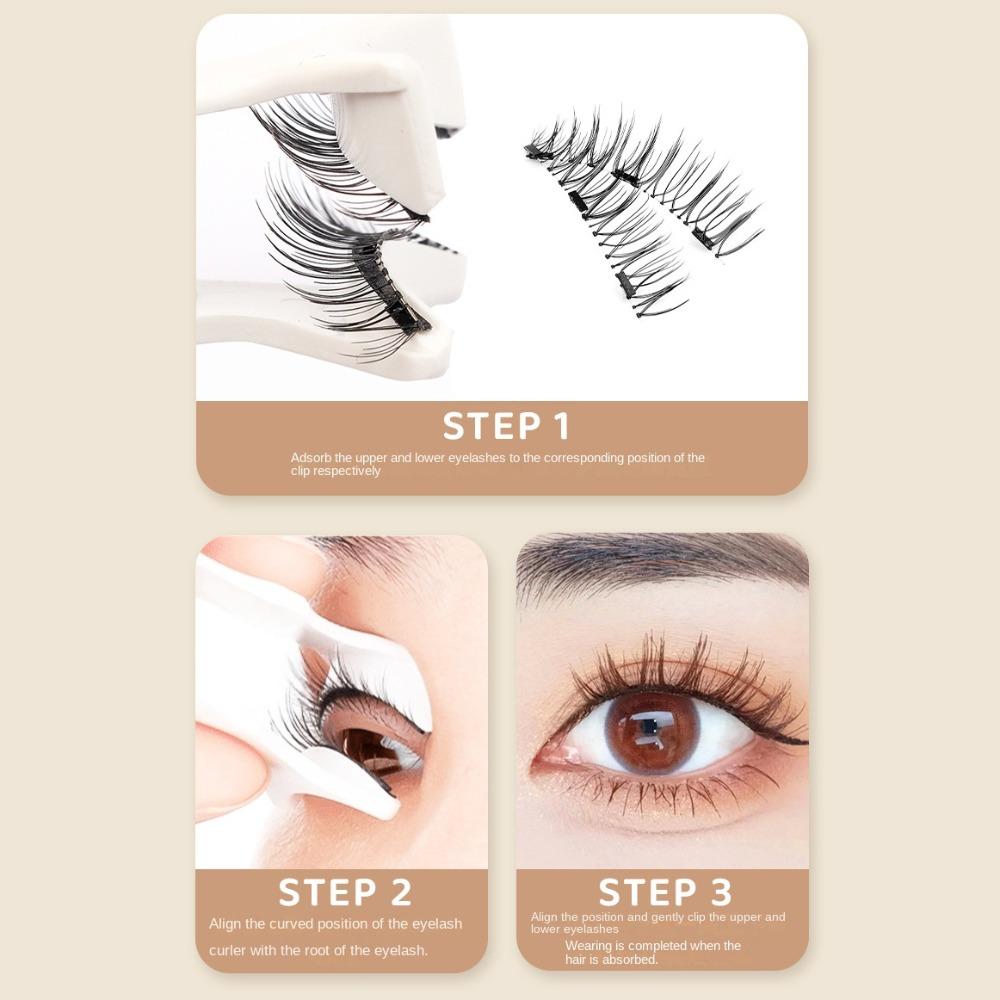 Reusable Magnetic Eyelashes with Clip Glue Free False Eyelash Clusters  Female