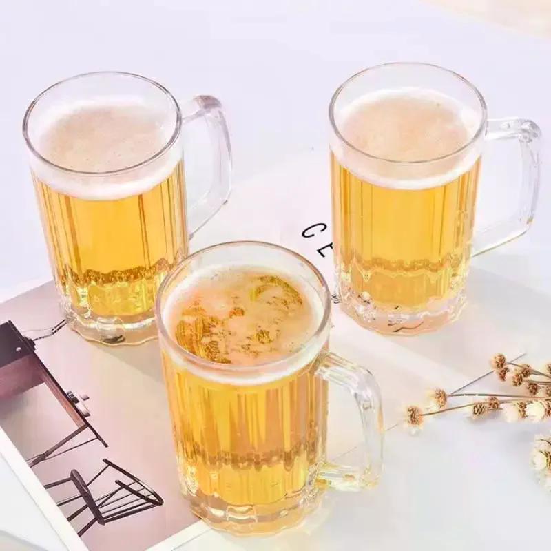 500ML Transparent Beer Mug Acrylic Plastic Unbreakable Milk Coffee Juice Water Cup Barware Drinkware For Home Party Bar Karaoke