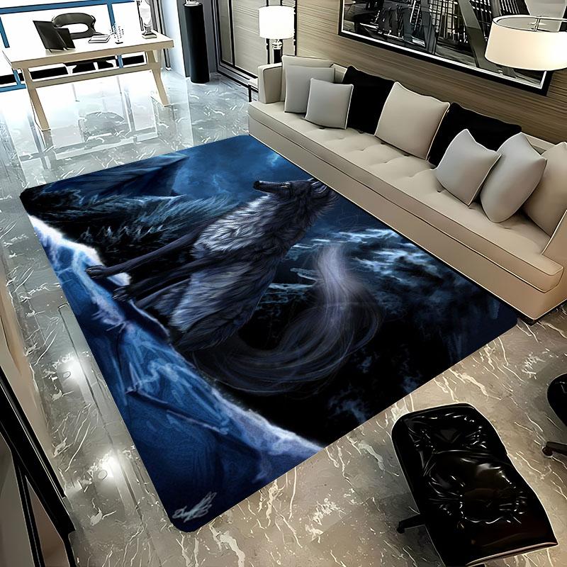 3D Printing Cartoon Wolf Large Area Carpets for Home Living Room Kids Bedroom Sofa Doormat Kitchen Floor Rugs Anti-slip Decor