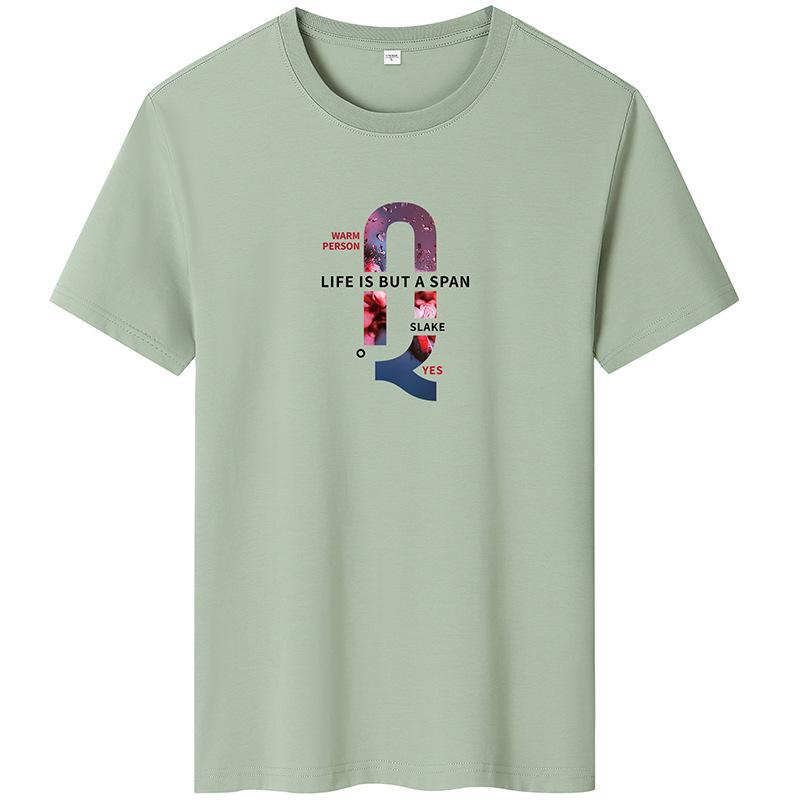 

Мужская повседневная футболка с короткими рукавами, хлопковая футболка с круглым вырезом, большой размер S светло-зеленый