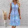 Plus Size V Neck Sleeveless Deep Mountain Bamboo Forest Stream Print For Summer Zen Outfit