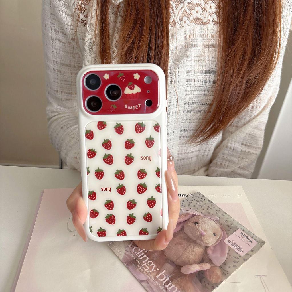 Blue & Red Strawberry iPhone 17 Pro Max/16 Pro/15 Pro Anti-Fall Protective Case