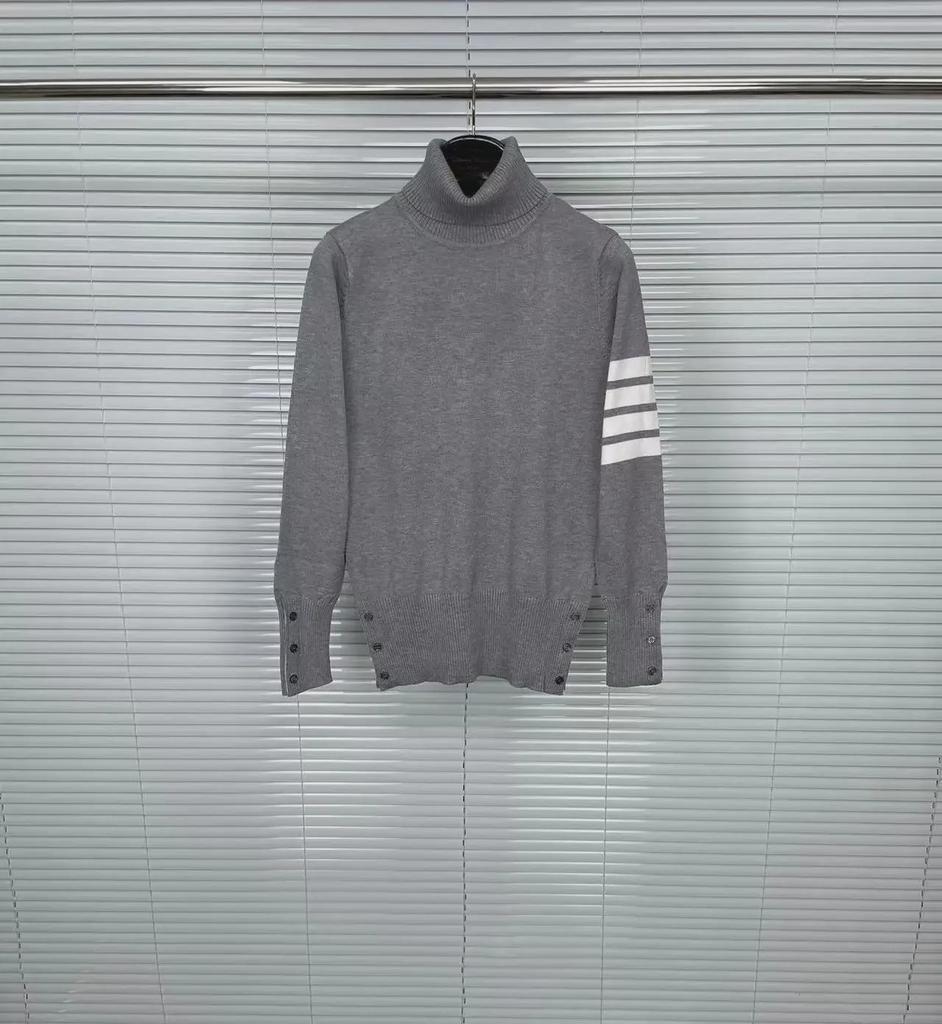 Pulover Unisex Clasic cu Gât Înalt cu Patru Bare din Lână pentru Toamnă/Iarnă