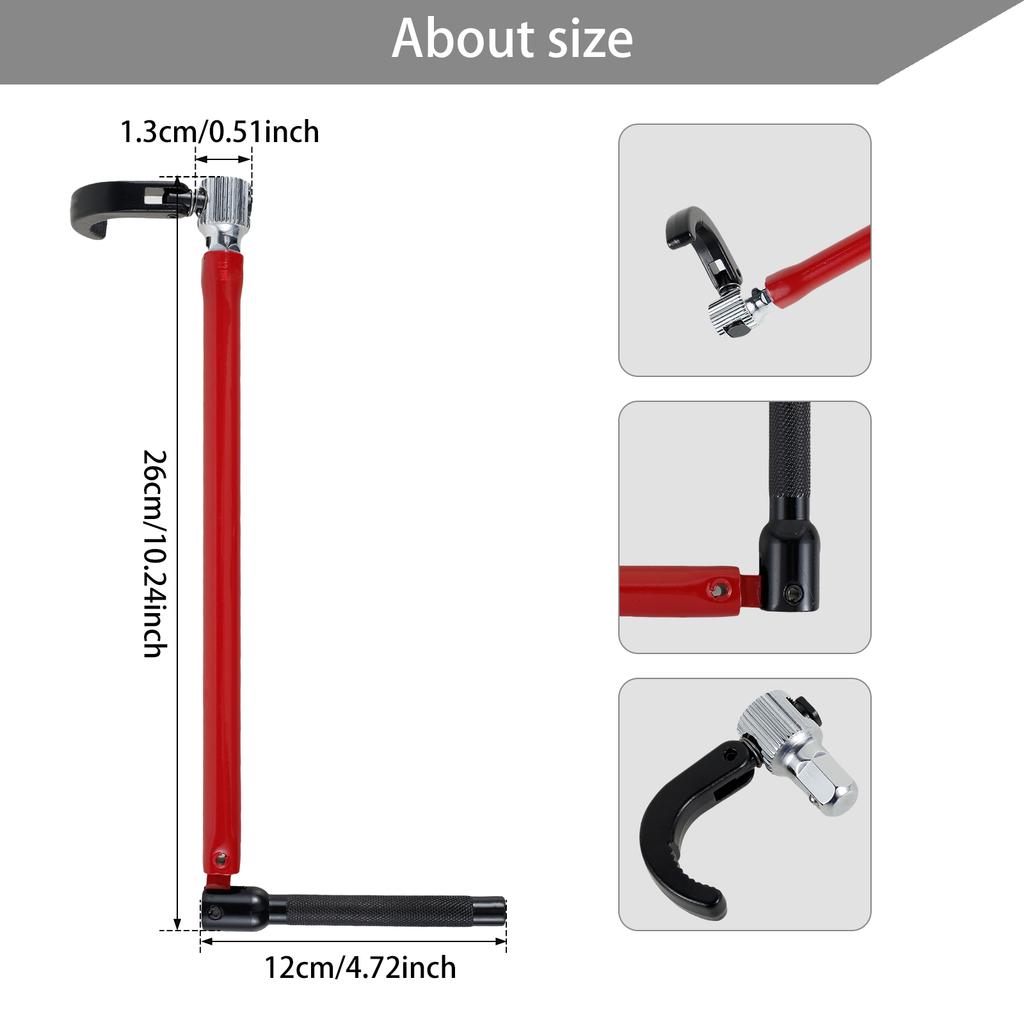 Wrench Socket Spanner Bathroom Shower Faucet Wrench with 5 Sockets and 1 Chuck Durable Tap Back Nut Wrench Hardened Hand Tools