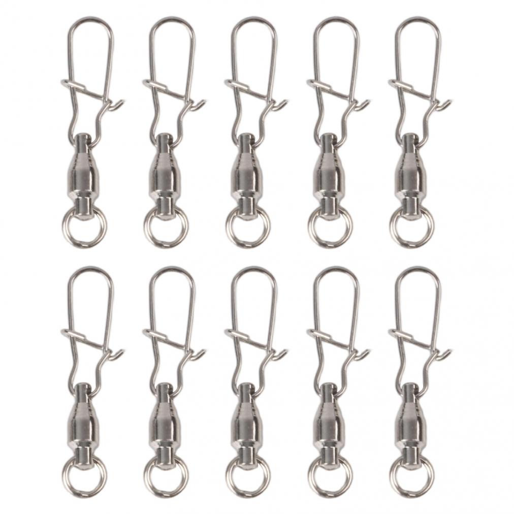 Stainless Steel Fishing Swivel Snap Connectors 3 Sizes 10 Pieces for Angling