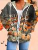 Halloween 3D Printed Hooded Cardigan Plus Size Autumn Winter Retro