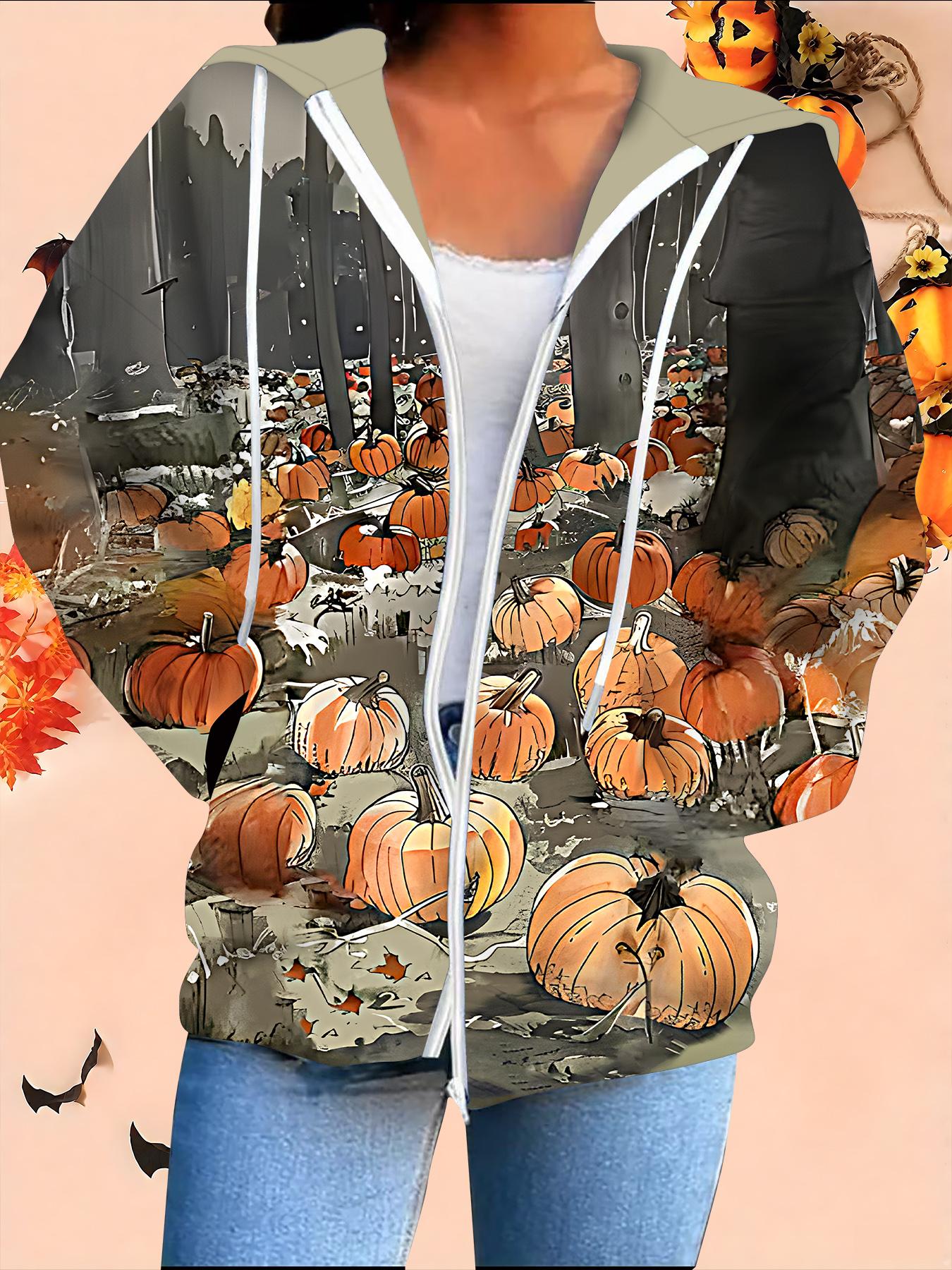 

Хэллоуин Кардиган с капюшоном 3D-принт Большой размер Осень Зима Ретро 1XL оранжевый