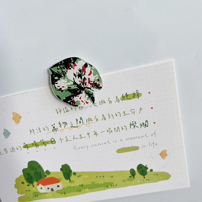 Plants Leaves Fridge Magnet Pink Princess Plant Refrigerator Sticker Acrylic Simulation Leaf Magnet Sticker Home Kitchen Decor