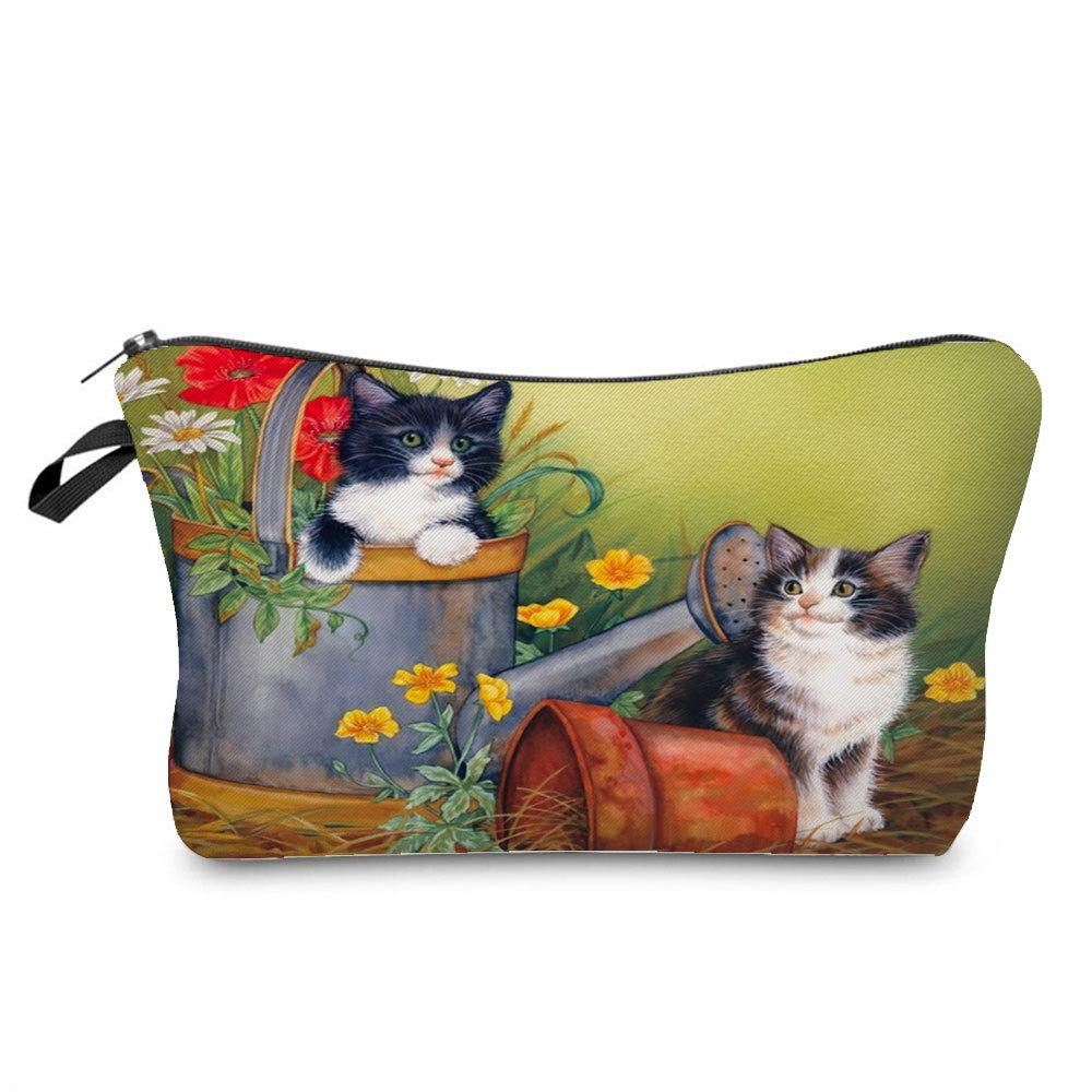 Women Cat Print Cosmetic Bag Toiletries Organize Travel Storage Case  6429