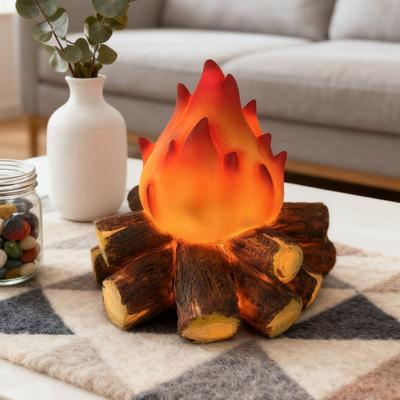 Flickering Flame Effect LED Light Night Light with Adjustable Brightness Portable Fake Campfire Christmas Table