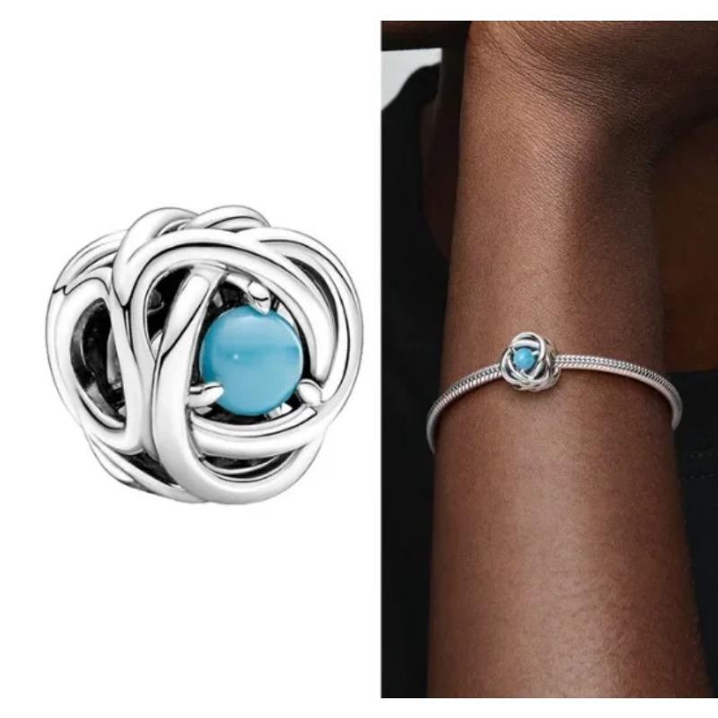 Silver S925 Twelve Month Birthstone Heart Eternity Charms Beads Pendant Fit Original Bracelet for Women DIY Fine Jewelry