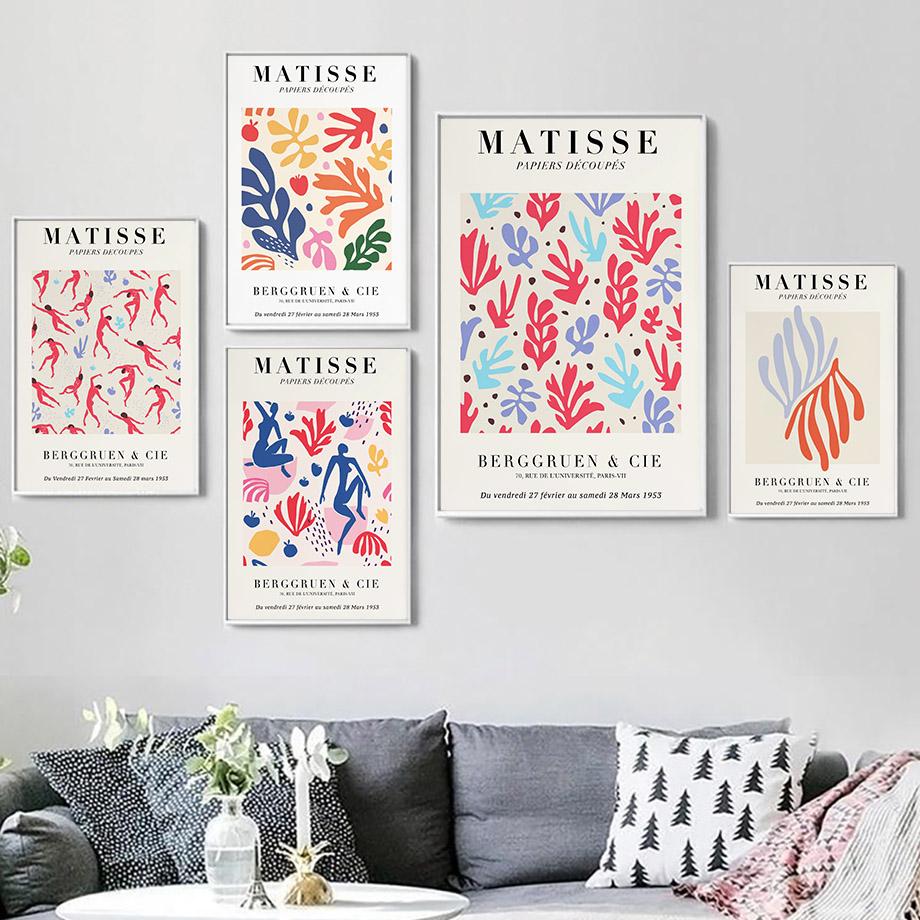 Poster e Stampe Astratte di Foglie Vintage Matisse Paesaggio Nordico Arte da Parete Pittura su Tela Immagine da Parete per Decorazione Soggiorno