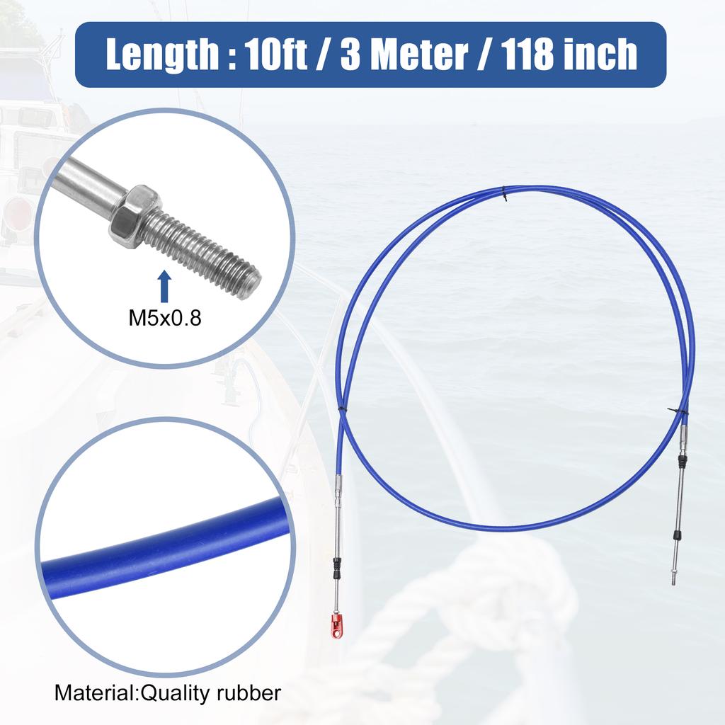 Motoforti 1-2pcs 10ft -24ft Marine Type 3300/33C Throttle Shift Remote Control Box Cable w/ Clevis for Yamaha Outboard Engine