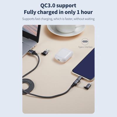 5-in-1-Schnelllade-USB-Kabel, Ladekabel mit Android iP Typ-C-Kopfersatz für Laptop