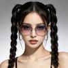 Frameless Sunglasses Women'S Sunglasses Uv Protection Summer Street Photography Versatile And Thin Face With Makeup Glasses Tide