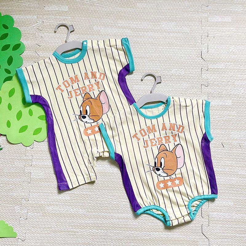 

Cute Cat and Mouse Baby Summer Short Sleeve Romper for 1-2 Months Old Babies, Triangle Bodysuit, 70-90 Cotton Cat and Mouse-1 70cm