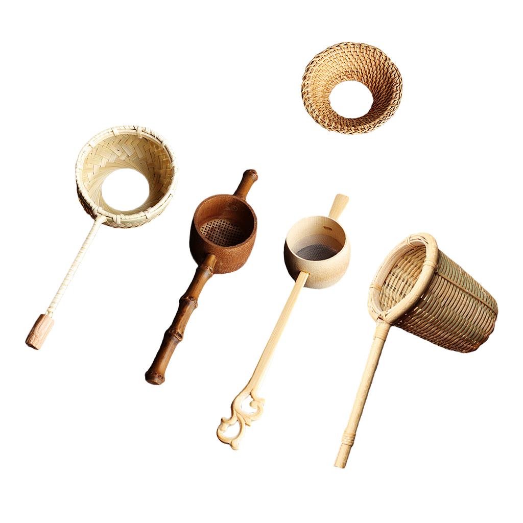Bamboo Infuser Strainer Mesh Tea Filter Spoon Locking Spice Plain Nature For Spices, Loose
