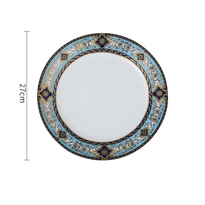 Light Luxury Circular Ceramic Plate High End Restaurant Steak Flat Plates Delicious Dishes Plate  Exquisite Household Tableware