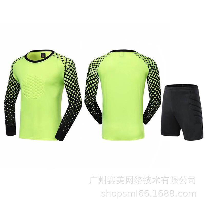 Football Goalkeeper Uniform Set Adult Children Long-sleeved Sponge Pads Match Training Jersey