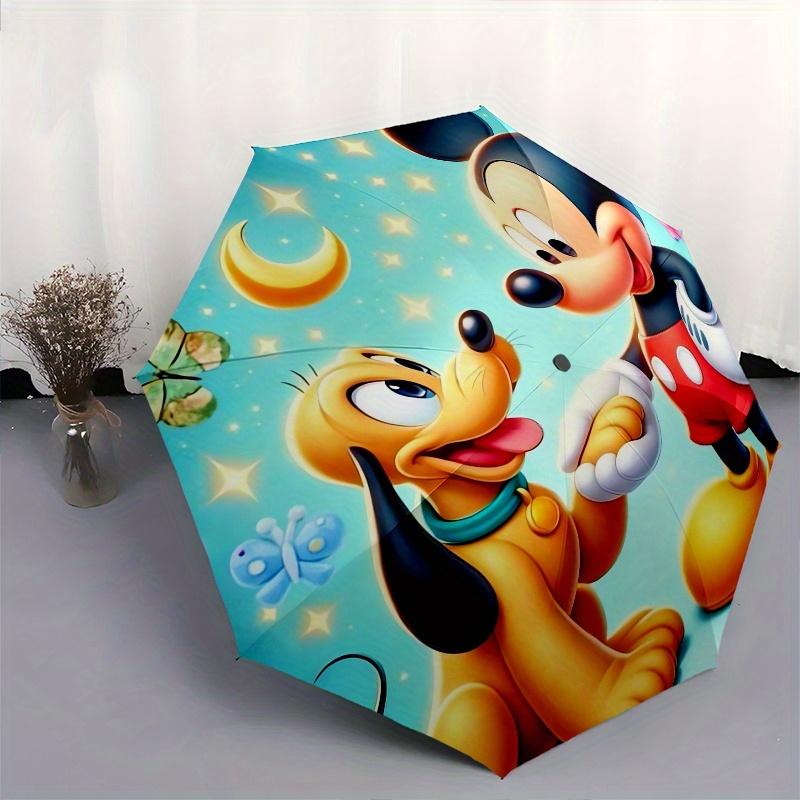 Mickey Mouse,Pluto Themed Automatic Opening and Closing Folding Umbrella, Reinforced 8 Ribs, Compact Travel Design, Fashionable Folding Umbr