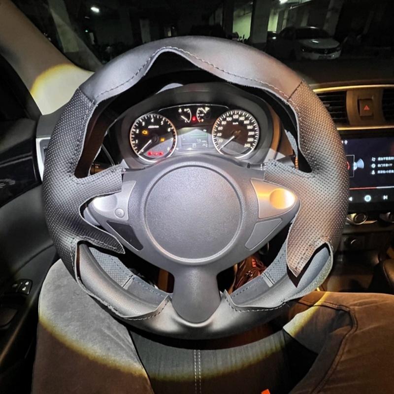 Hand Stitched Perforated Non-slip Artificial Leather Steering Wheel Cover For Nissan Juke Maxima 2009-2014 Car Accessories