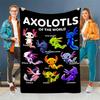 Axolotl Themed Decor Fleece Throw Blanket - Glam Style, Machine Washable, Polyester, All-Season Multipurpose for Sofa, Bed, Office, Camping