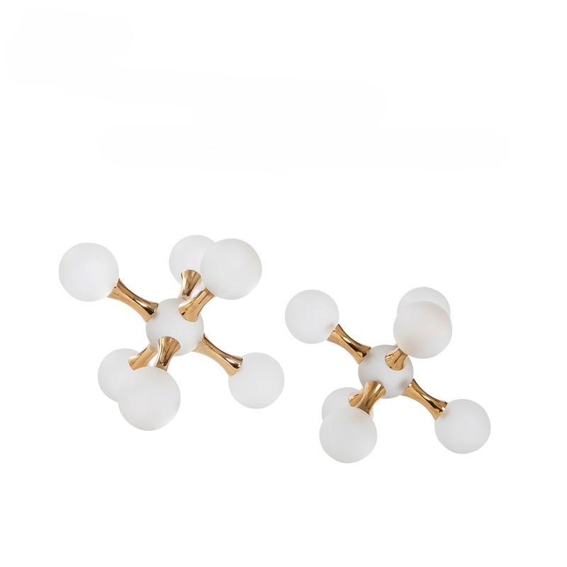 Glass Handicrafts Frosted Crystal Ball Geometric Molecule Cell Ornament Metal Figurine Home Decoration Accessories