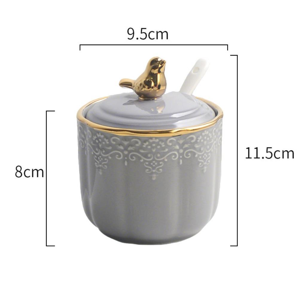 Kitchen Ceramic Storage Jar with Lid Geometric Storage Jar Sealed Snack Storage Jar Decoration Grain Separator Kitchen Supplies