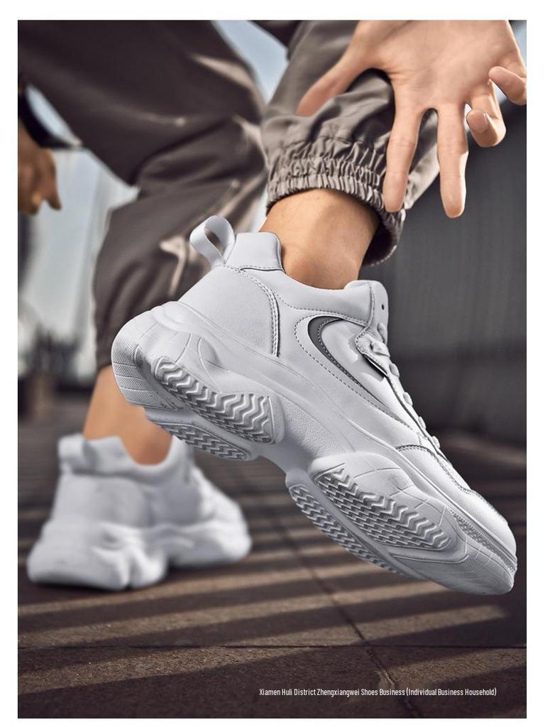 Herren 2025 Echte Leder Freizeitsportschuhe: Höhenerhöhend, Rutschfest, Atmungsaktives Mesh