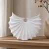 Resin Ornament Textured Shell-Inspired Geometric Vase for Contemporary Interiors