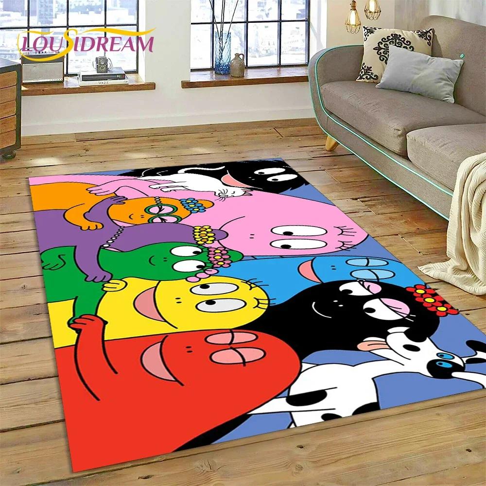 Cartoon Les Barbapapa Family Carpet Rug for Bedroom Living Room Home Sofa Decoration,Children Game Large Decor Floor Mat Gift