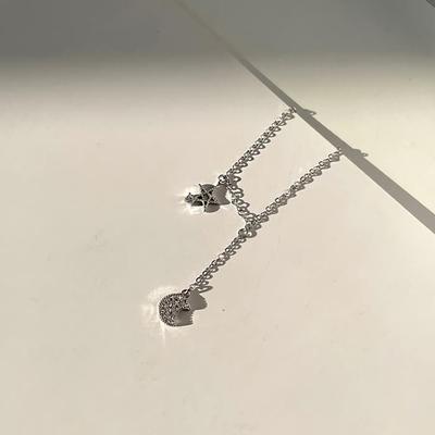 Women's Silver 925 Bracelet Anklet Chain Daily Star and Fall Cubic Moon