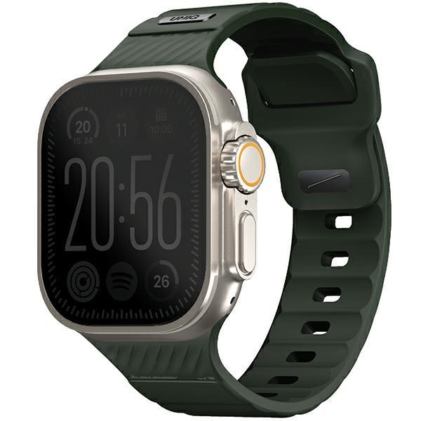 UNIQ Stride Armband für Apple Watch Series 1/2/3/4/5/6/7/8/9/SE/SE2/Ultra/Ultra 2 42/44/45/49mm FKM Kautschukarmband dunkelgrün/moosgrün gray