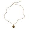 Vintage Natural Tigers Eye Stone Pendant Necklace Choker Adjustable Neckchain for Fashion Enthusiasts and Nature Lovers
