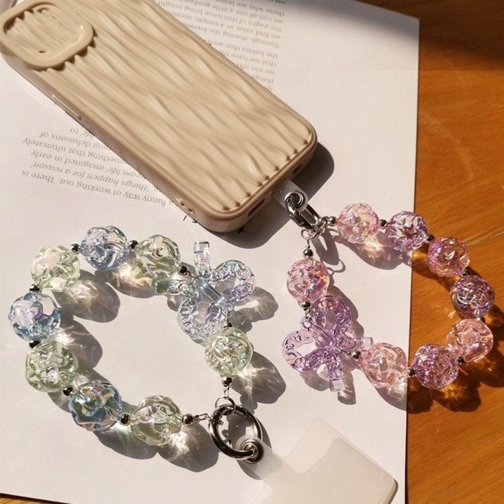 Bag Hanging Sweet Candy Keychain Irregular Transparent Beads Pendant Beaded Phone Chain  Gifts