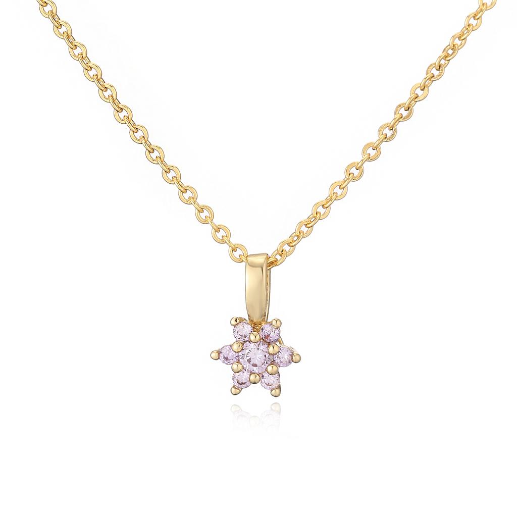 Exquisite Simple Zircon Flower Pendant Necklace Sweet Romantic Jewelry For Women