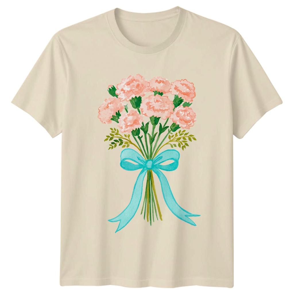 Floral Bouquet T-Shirt Watercolor Pink Flowers Vintage Nature Lover Gift