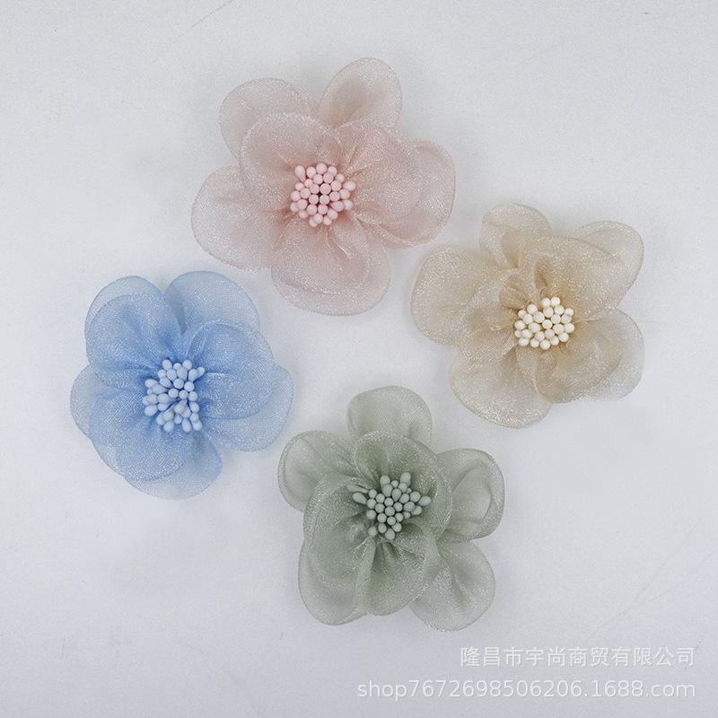 Organza 3D Floral DIY Accessories: Hand-Sewn Flowers for Clothing, Hair Ties, Clips & More