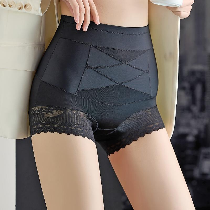 High Waist Cross Tummy Control Lace Seamless Women Body Shaping Shorts S