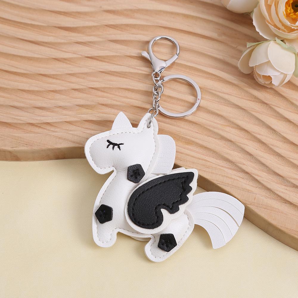 In-Stock Unicorn PU Leather Keychain: Stylish Pegasus Bag Charm