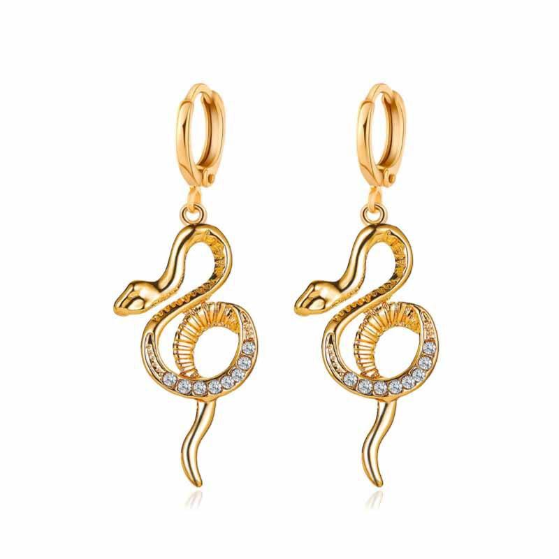 

Women s Earrings, Long Snake-shaped Earrings with Rhinestones, Fashion Earrings