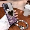 Airbag Wrist Strap Glitter Love Heart Mirror Phone Case For Vivo Y21 Y21S Y21T Y22 Y22T Y27 Y27S Y33S 2021 2022 2023 4G 5G Cover