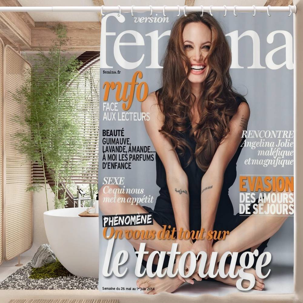 

A-Angelina J-Jolie Shower Curtain Outdoor Scenery Summer Vacation Bathroom Decor Holiday Polyester Bath Curtain With Hooks W60H190(CM)-1 Pcs