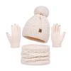 3Pcs/Set Women Winter Hat Scarf Gloves Set Twist Texture Plush Ball Decor Brimless Hat Scarf Touchscreen Glove Set