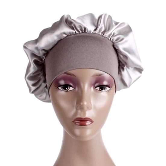 Hair Care Women Wide Band Elastic Satin Bonnet Cap Night Sleep Hat Head Wrap