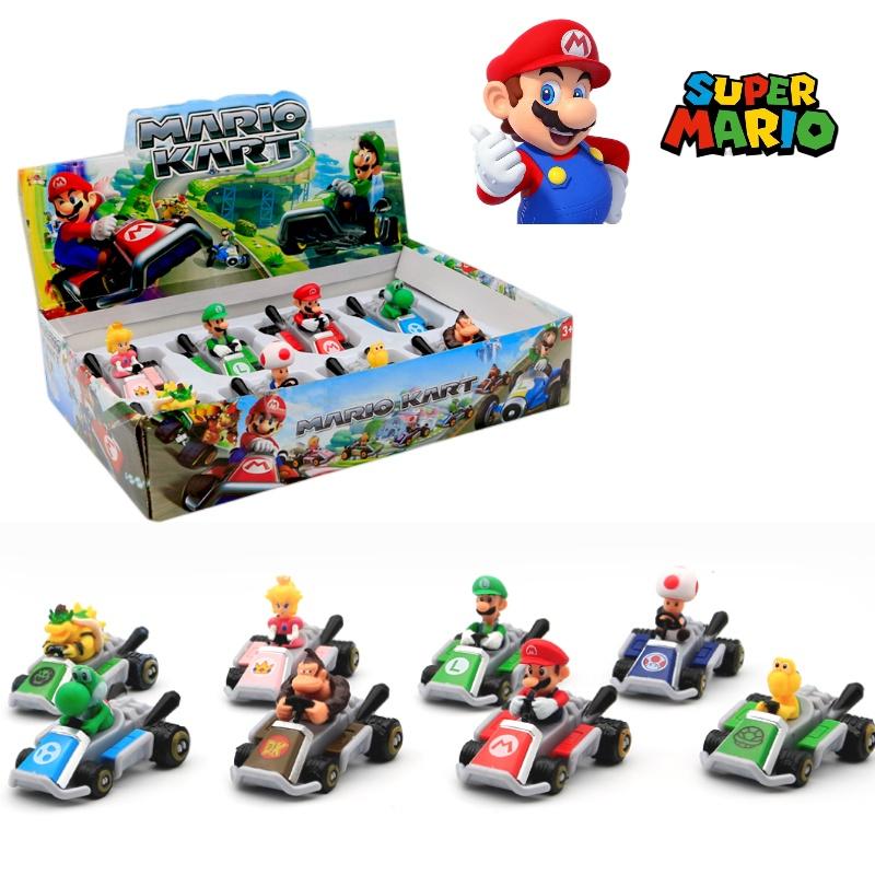 Super Mario Party Go-kart Toy Set With 8 Collectible Figures And Display Box
