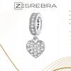 Charms Hanging Heart 925 Bead Pendant With Cubic Zirconia S925